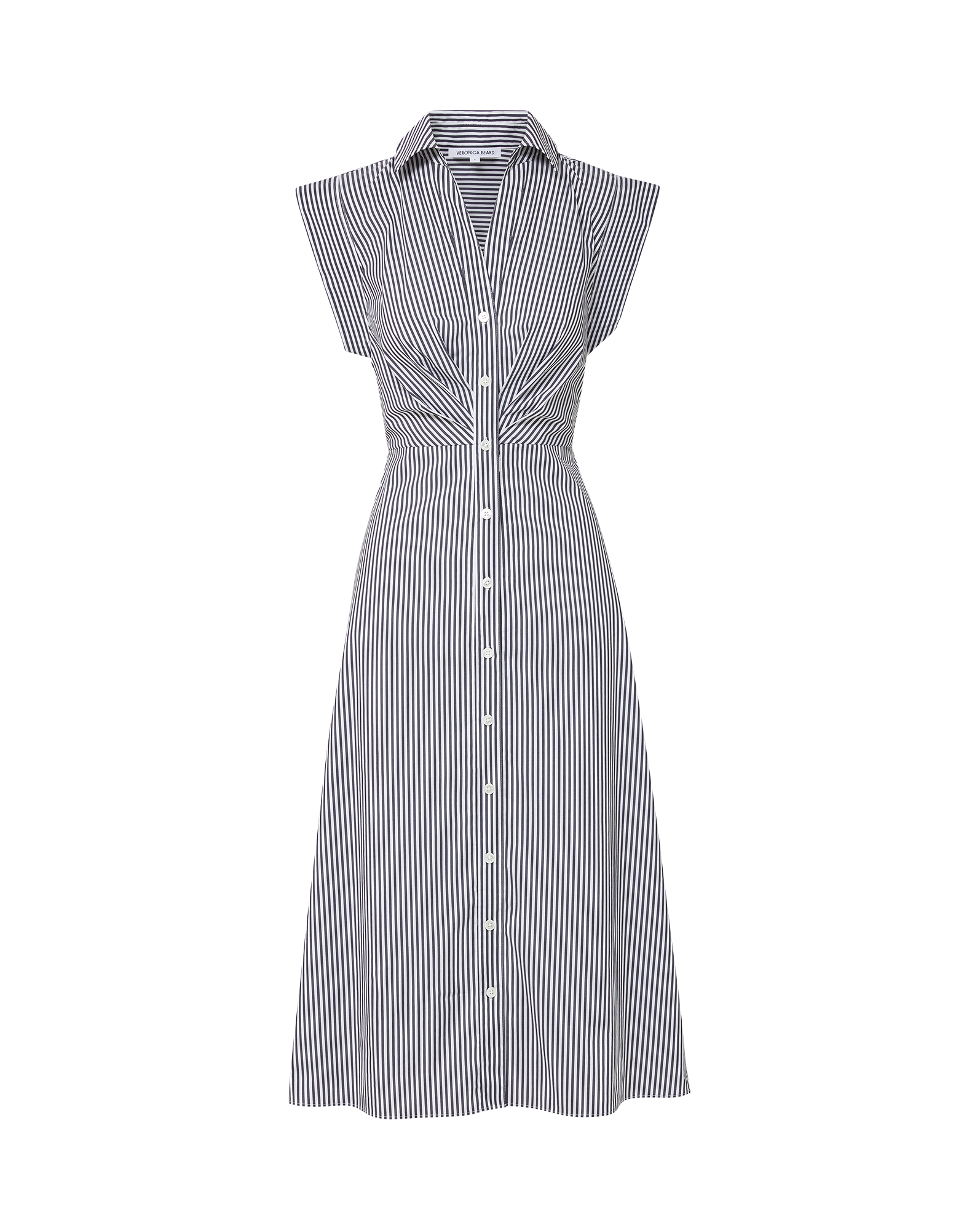 Veronica Beard Haydon Striped Midi Shirtdress - Navy/White