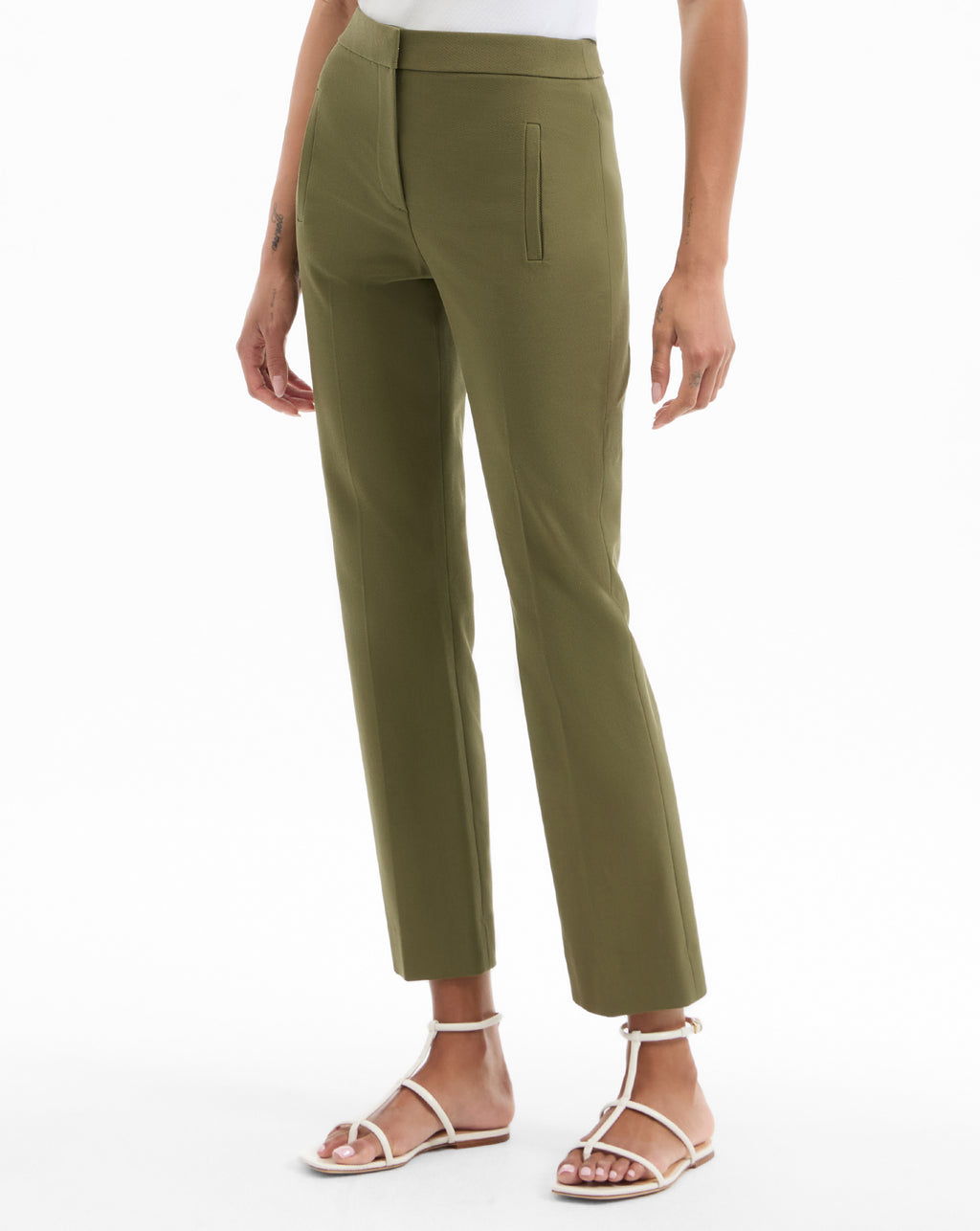 Veronica Beard Arte Kick-Flare Pant - Stone Army