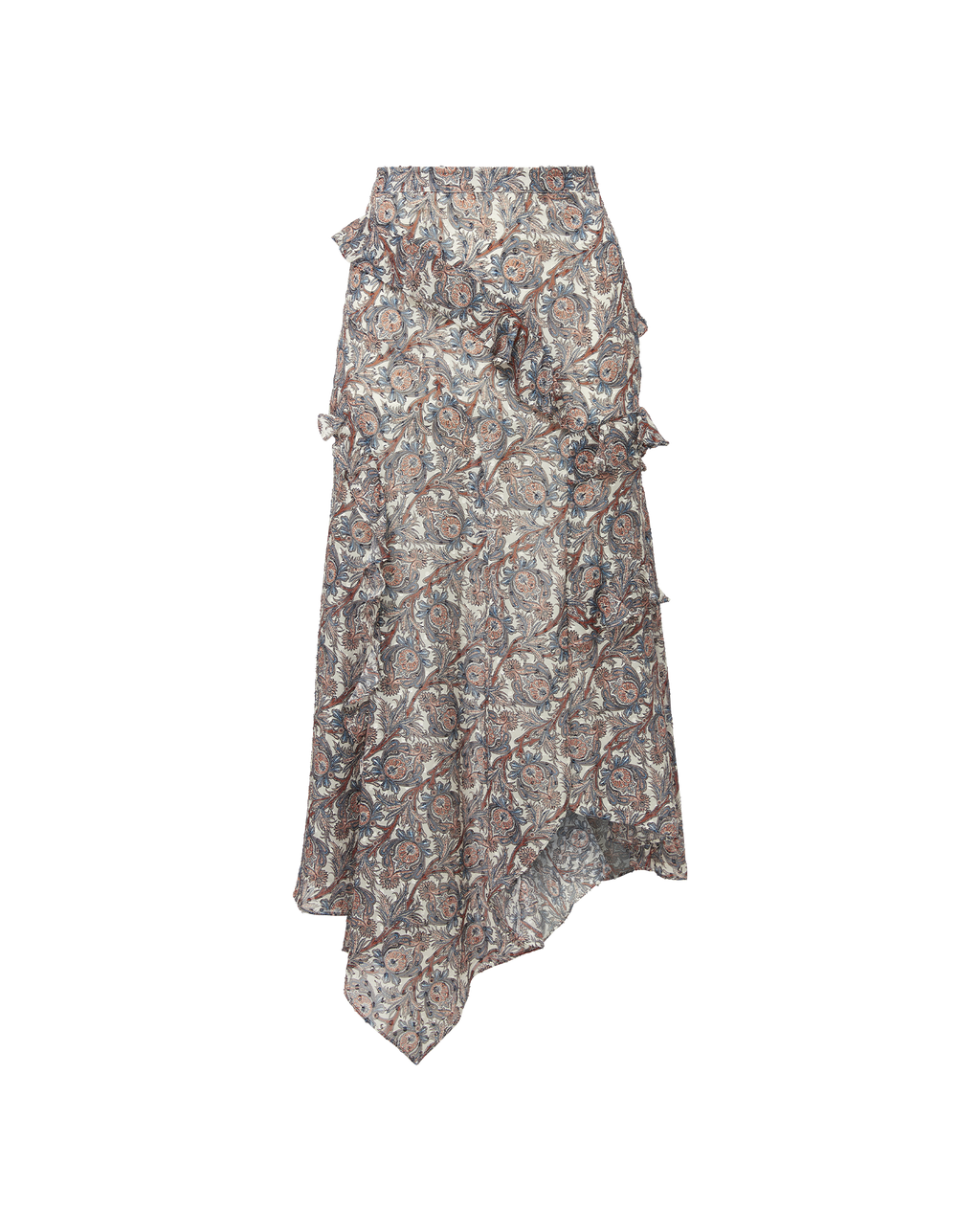 Veronica Beard Eleonora Silk Midi Skirt - Dove White Multi