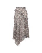 Veronica Beard Eleonora Silk Midi Skirt - Dove White Multi