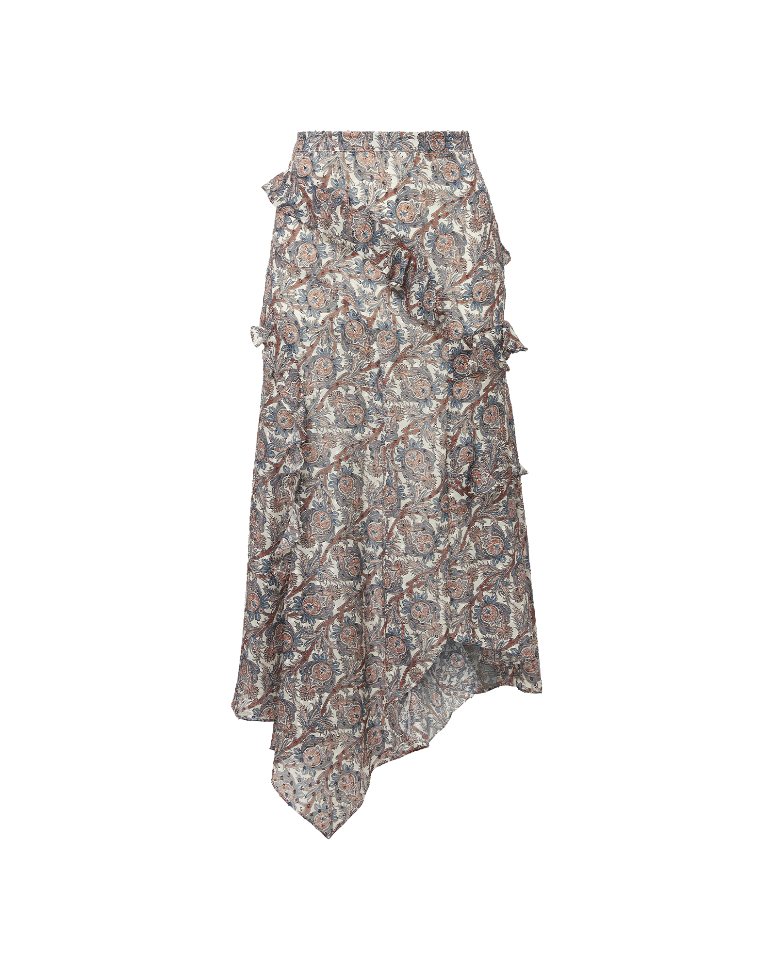 Veronica Beard Eleonora Silk Midi Skirt - Dove White Multi