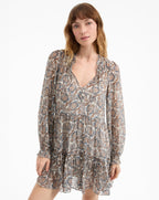 Veronica Beard Charles Silk Mini Dress - Dove White Multi