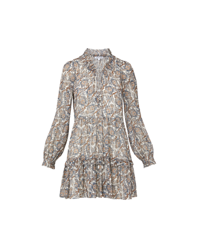 Veronica Beard Charles Silk Mini Dress - Dove White Multi