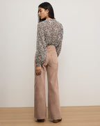 Veronica Beard Hickory Silk Blouse - Dove White Multi