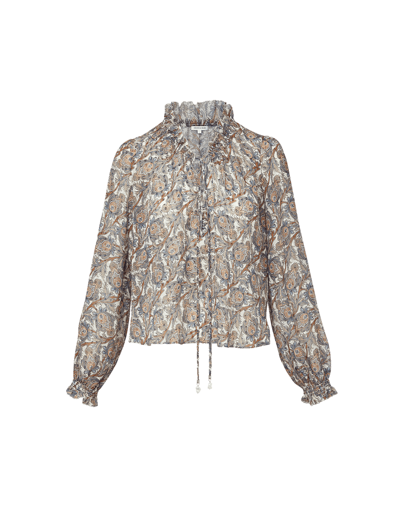 Veronica Beard Hickory Silk Blouse - Dove White Multi