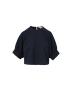 Veronica Beard Margaret Balloon-Sleeve Blouse - Navy