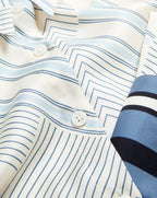 Veronica Beard Delila Silk Blouse - Dove White/Blue Lake Multi