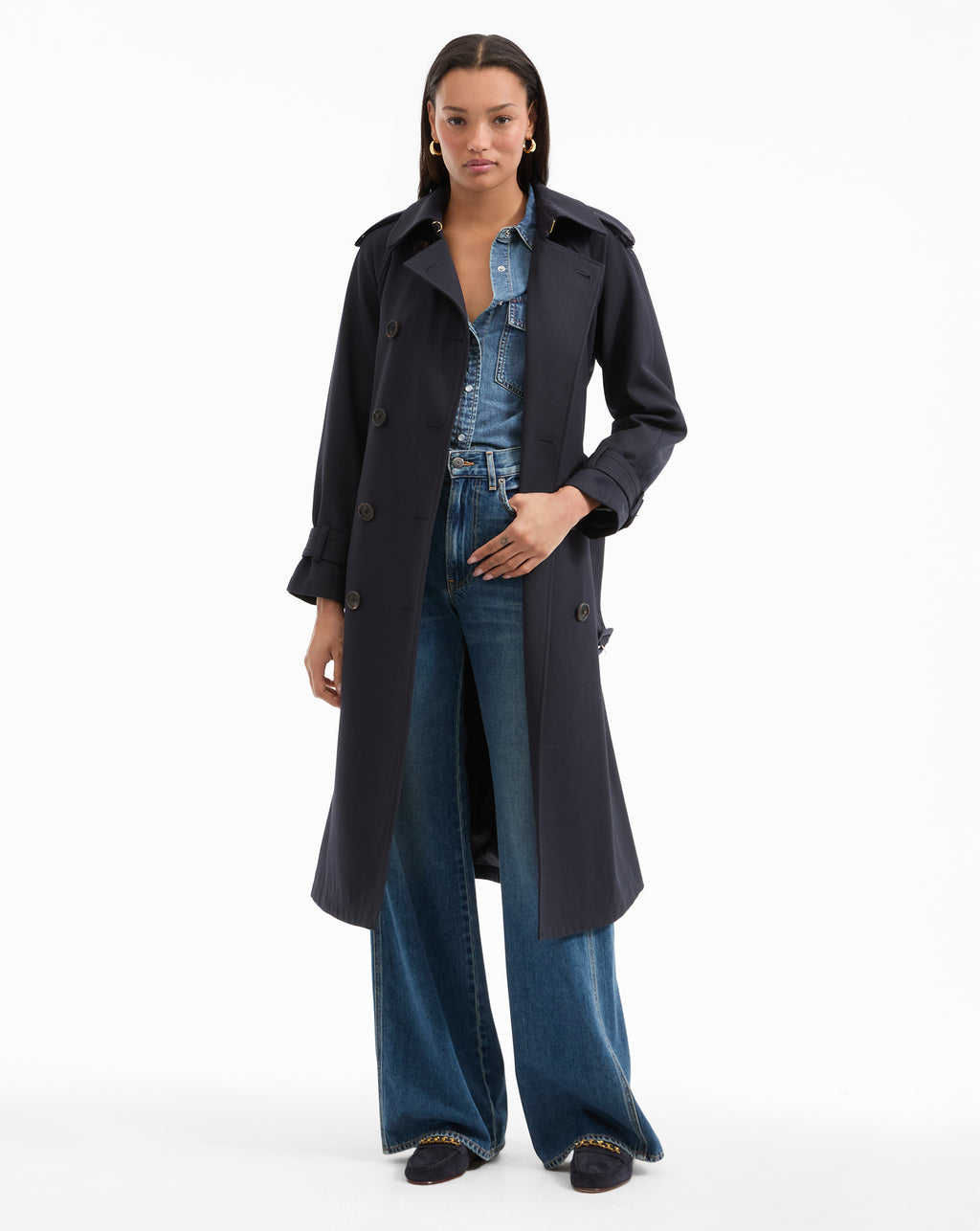 Veronica Beard Conneley Dickey Trench Coat - Navy