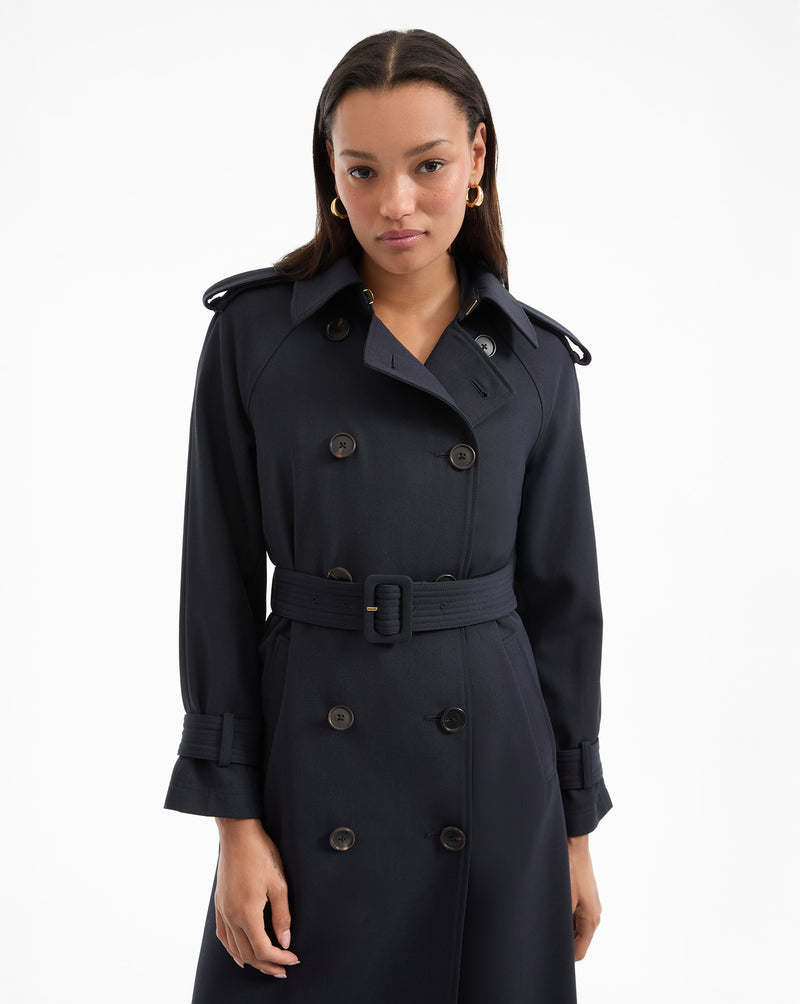 Veronica Beard Conneley Dickey Trench Coat - Navy