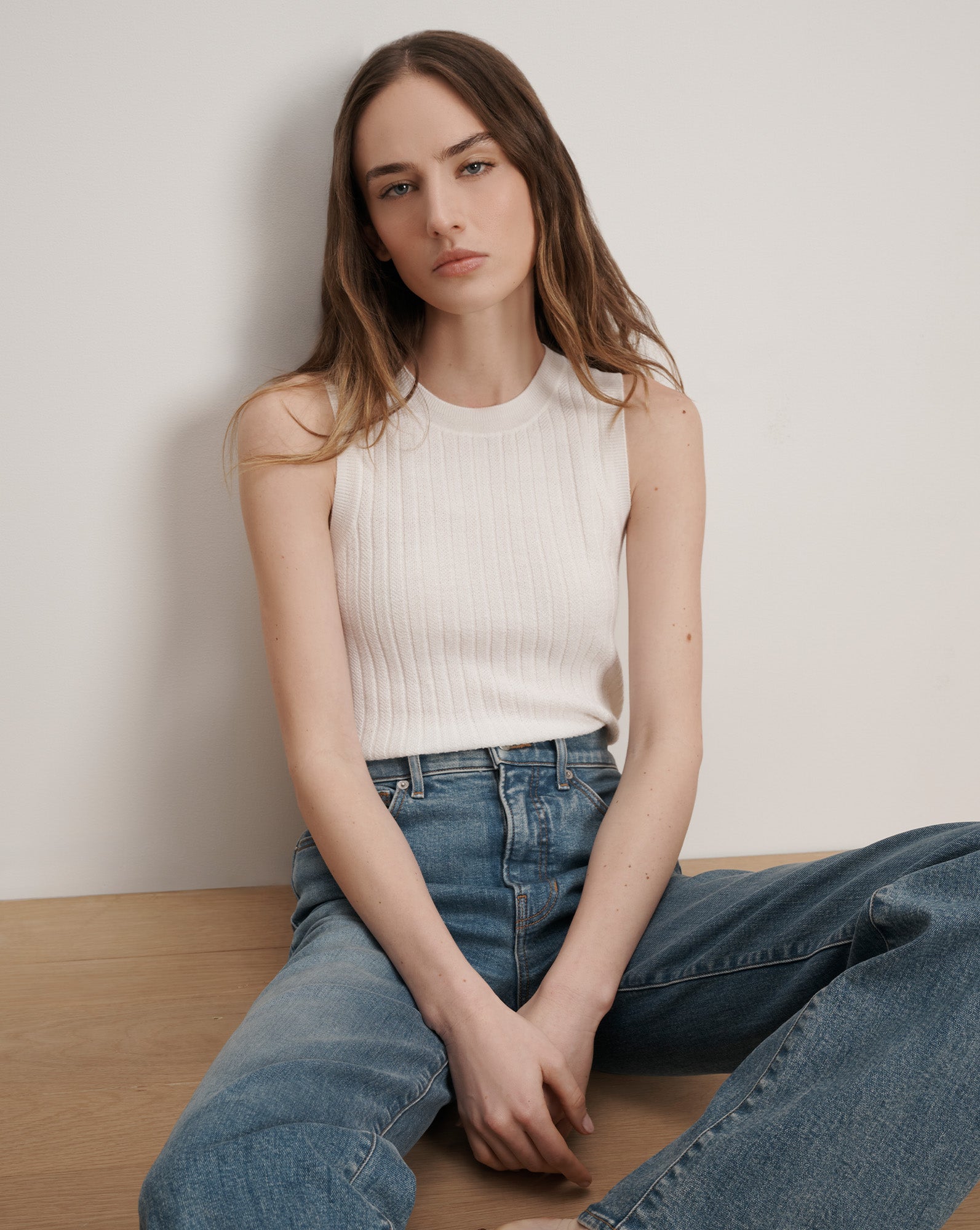 Veronica Beard Jerrel Merino Wool Tank Top - Ivory