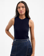 Veronica Beard Jerrel Merino Wool Tank Top - Navy