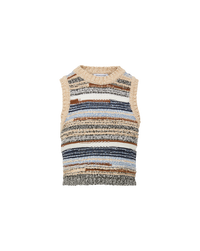 Veronica Beard Jerrel Wool-Blend Cropped Tank Top Whisky Multi