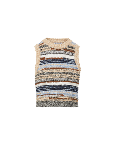 Veronica Beard Jerrel Wool-Blend Cropped Tank Top Whisky Multi