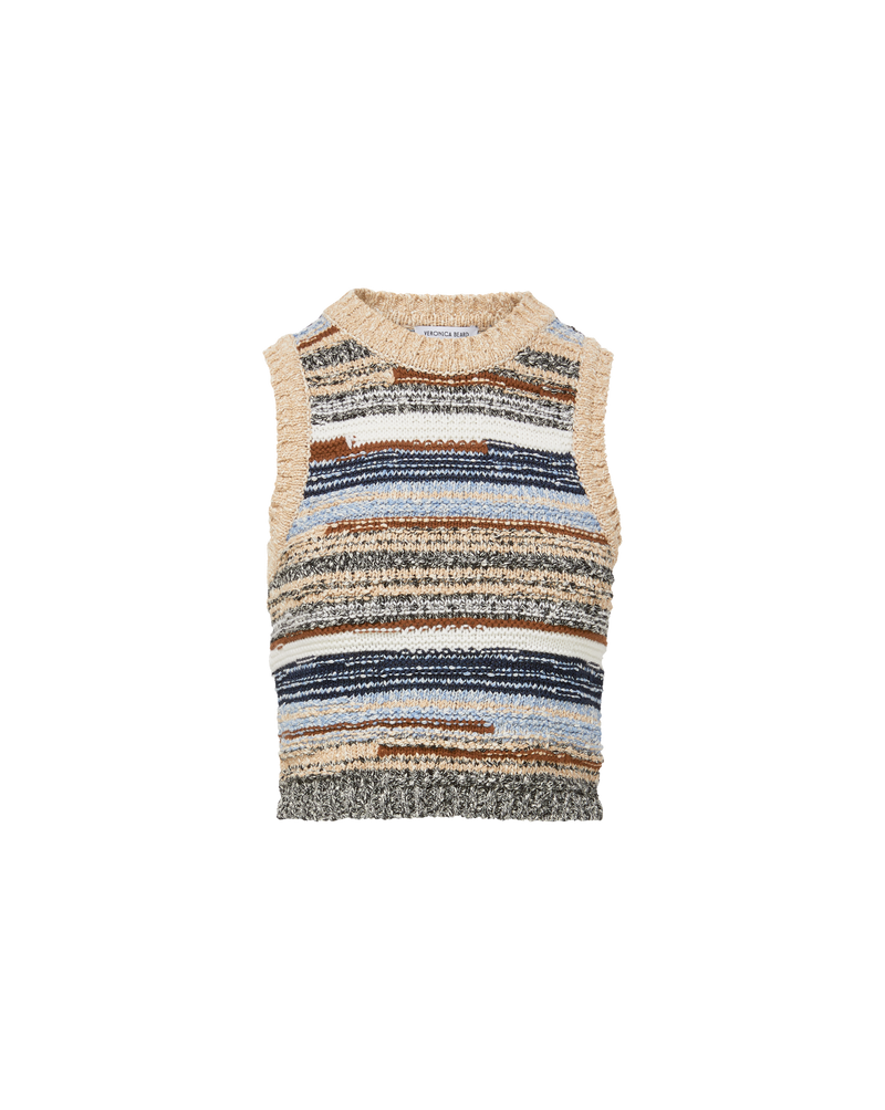 Veronica Beard Jerrel Wool-Blend Cropped Tank Top Whisky Multi