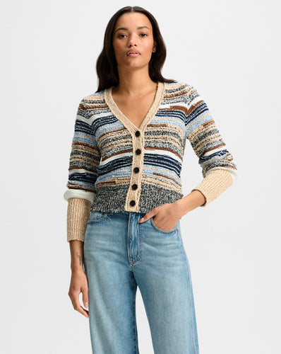 Veronica Beard Cecily Wool-Blend Cardigan  - Whisky Multi