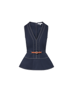 Veronica Beard Nickleby Belted Top - Navy