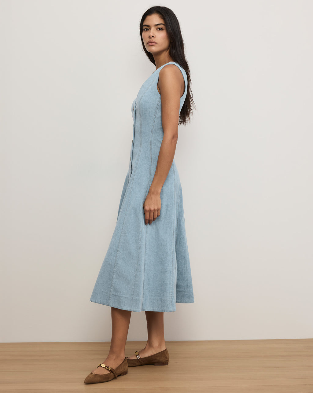Veronica Beard Lou Pleated Midi Dress - Blue Mirage