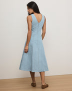 Veronica Beard Lou Pleated Midi Dress - Blue Mirage