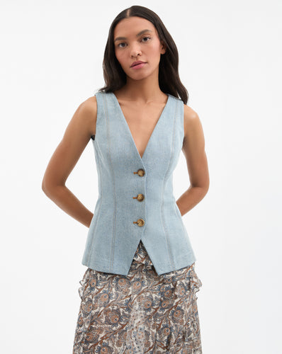 Veronica Beard Avalina Denim Vest - Blue Mirage