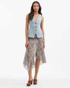 Veronica Beard Avalina Denim Vest - Blue Mirage