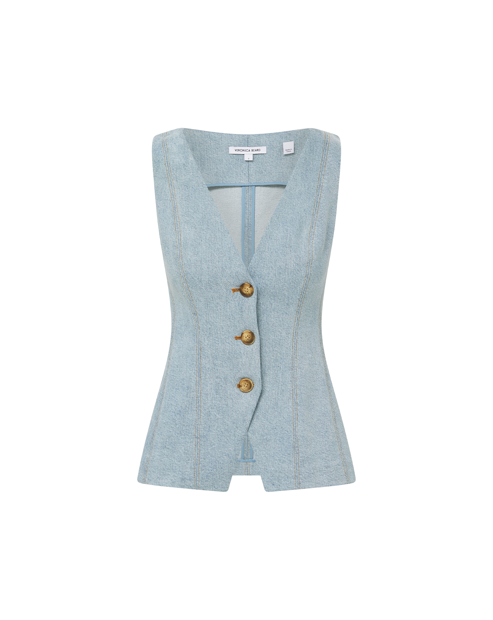 Veronica Beard Avalina Denim Vest - Blue Mirage