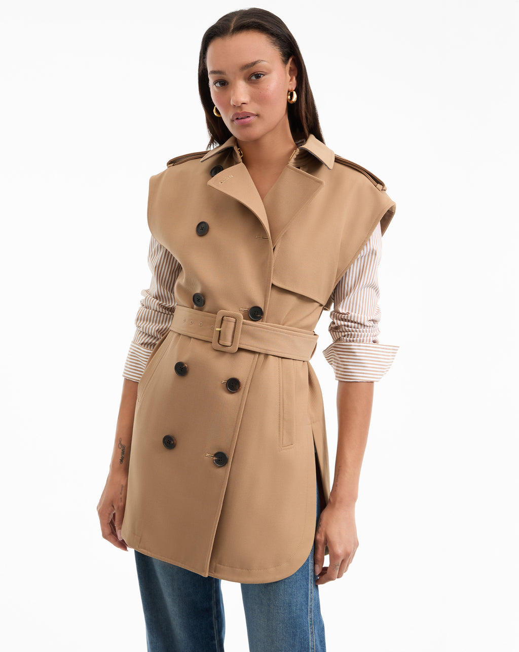 Veronica Beard Willmott Trench Vest - Hazelnut