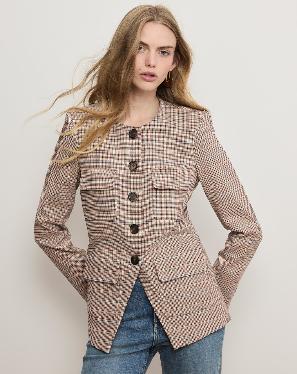 Veronica Beard Orrin Plaid Jacket - Hazelnut Multi
