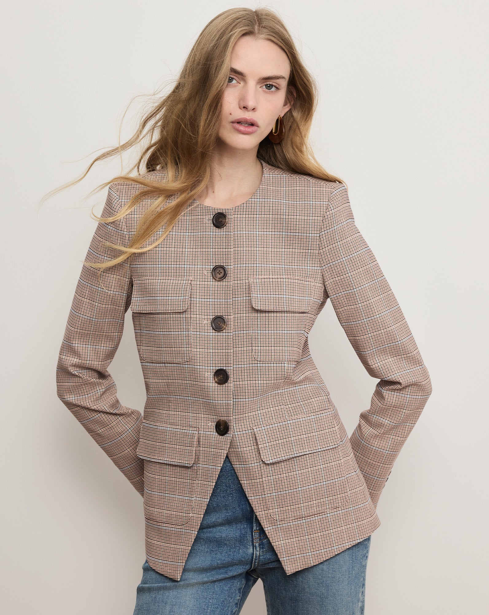 Veronica Beard Orrin Plaid Jacket - Hazelnut Multi