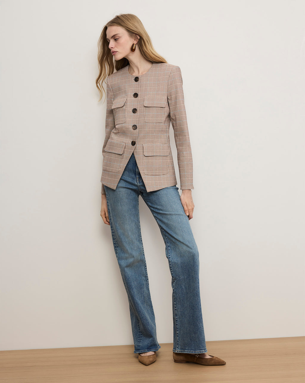 Veronica Beard Orrin Plaid Jacket - Hazelnut Multi
