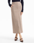 Veronica Beard Maxine Plaid Midi Skirt - Hazelnut Multi