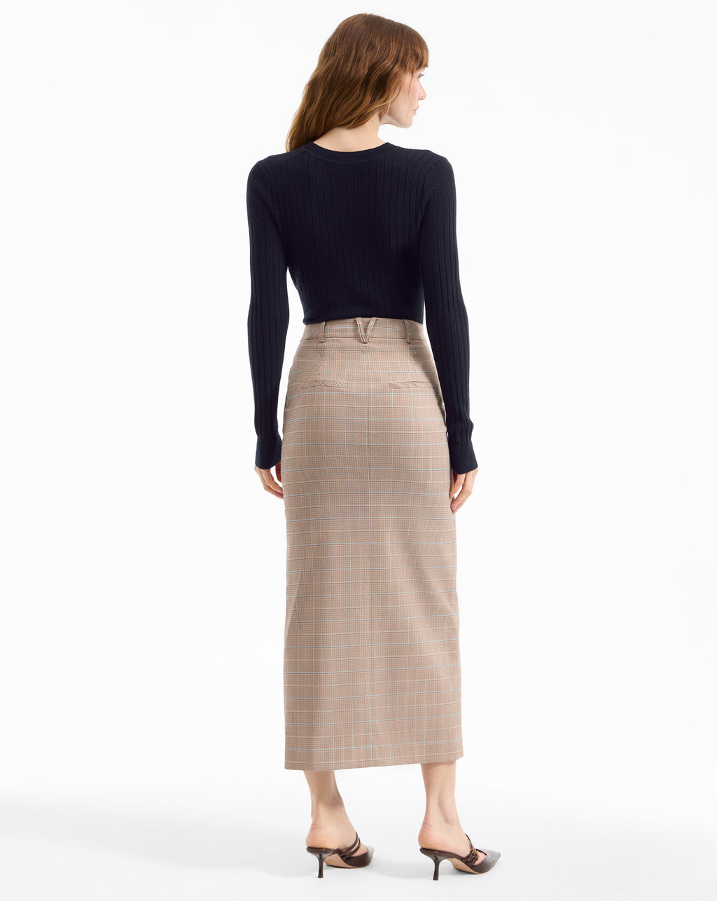 Veronica Beard Maxine Plaid Midi Skirt - Hazelnut Multi