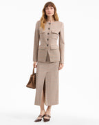 Veronica Beard Maxine Plaid Midi Skirt - Hazelnut Multi