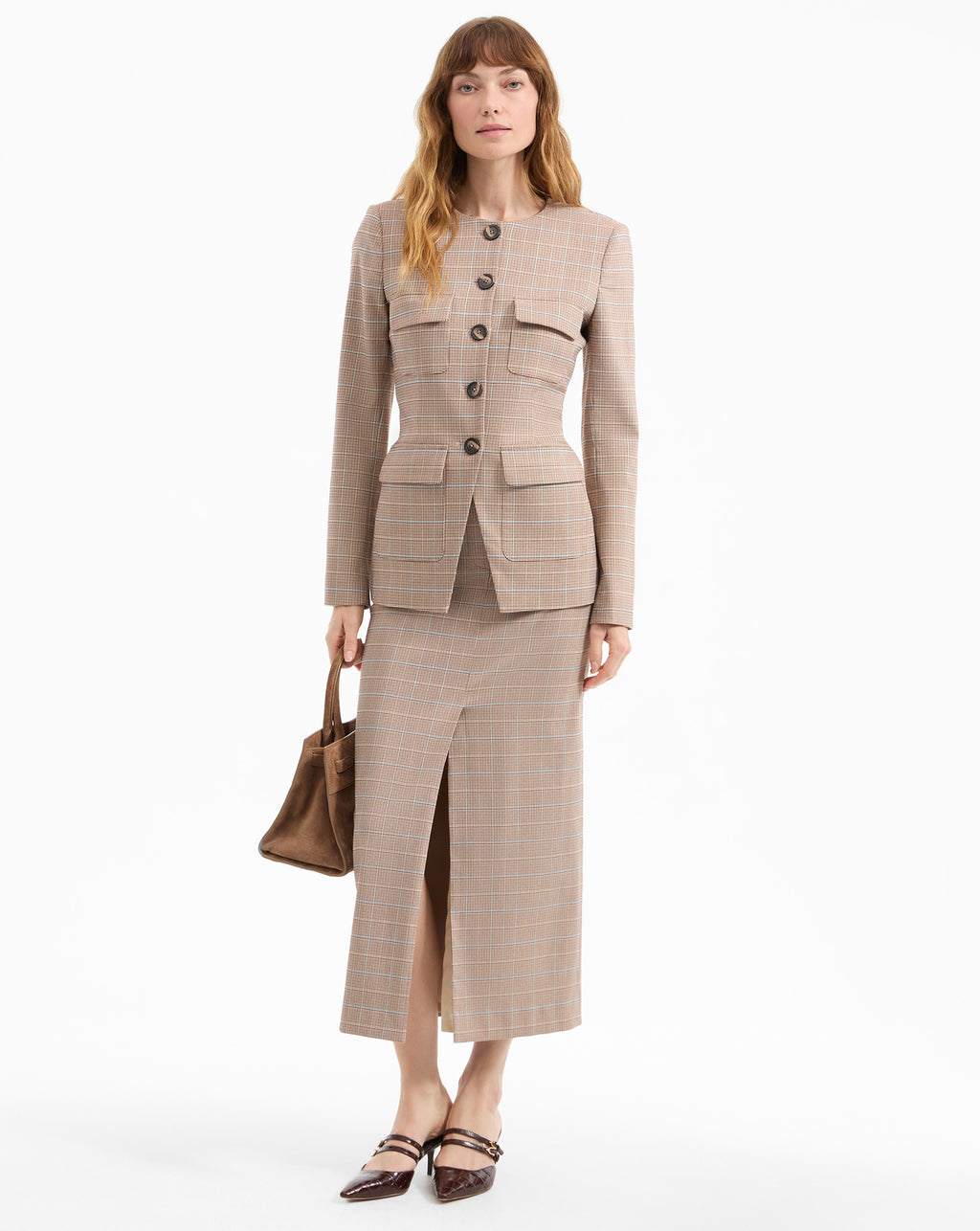 Veronica Beard Orrin Plaid Jacket - Hazelnut Multi