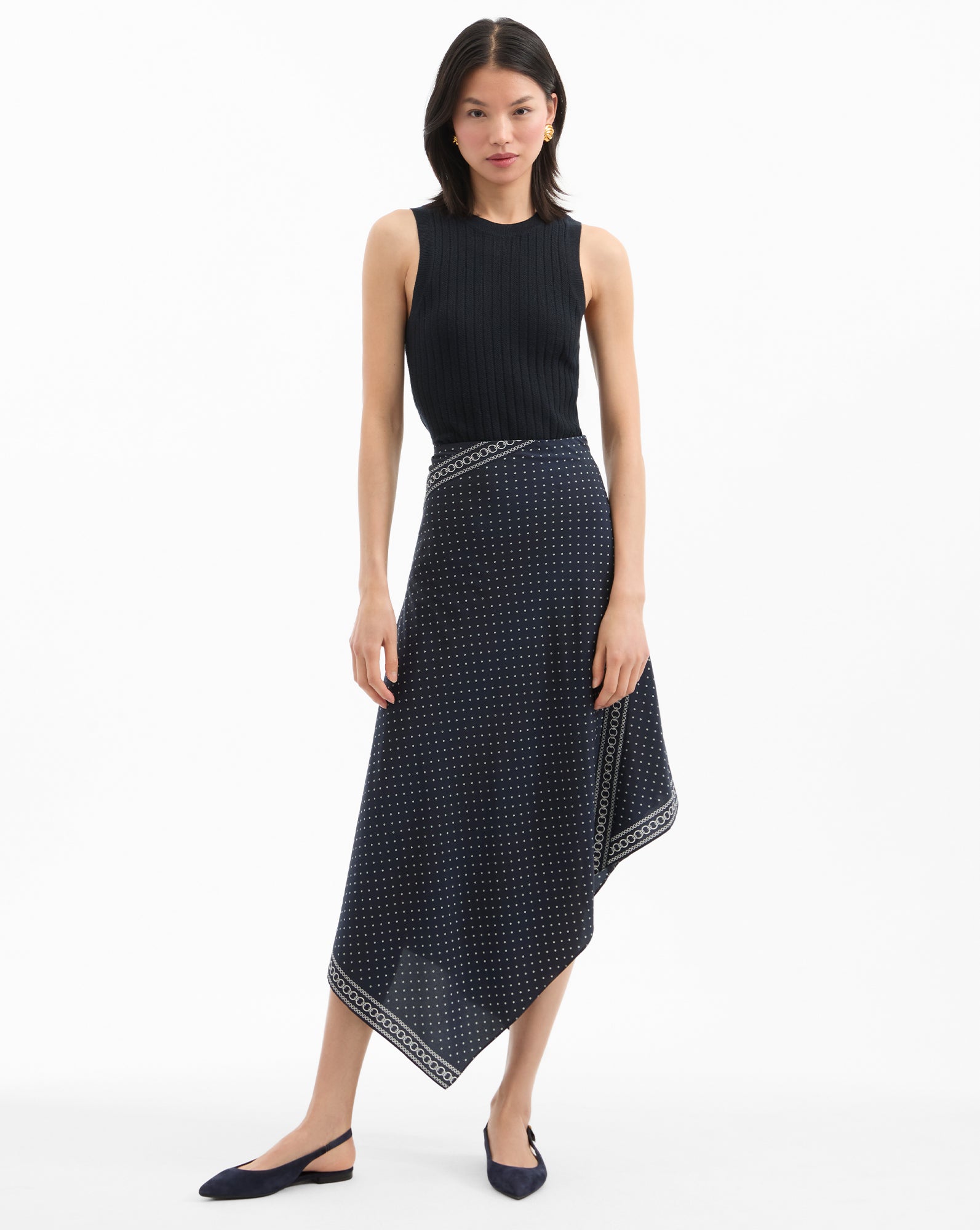Veronica Beard Hartley Asymmetrical Skirt - Navy Multi