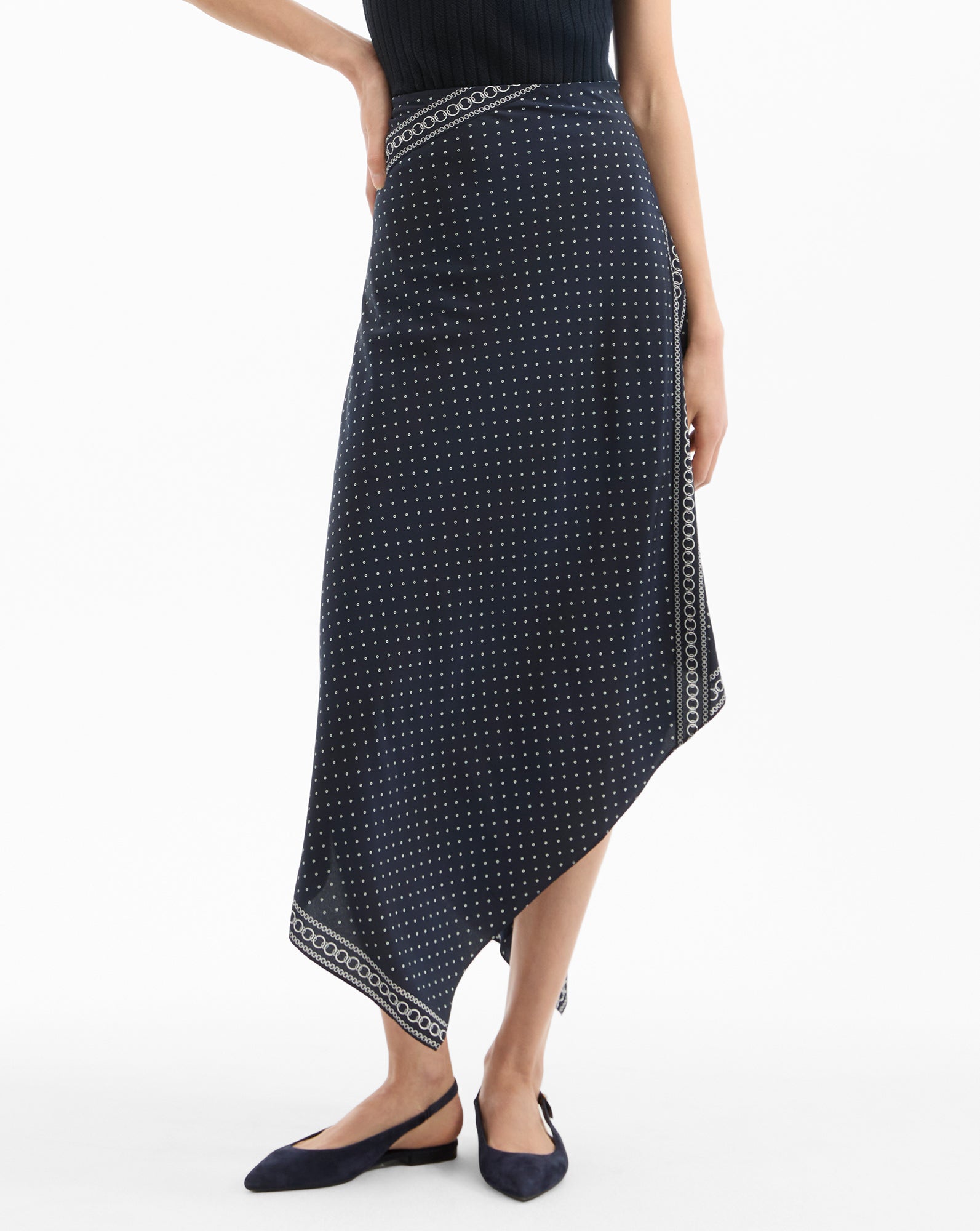 Veronica Beard Hartley Asymmetrical Skirt - Navy Multi