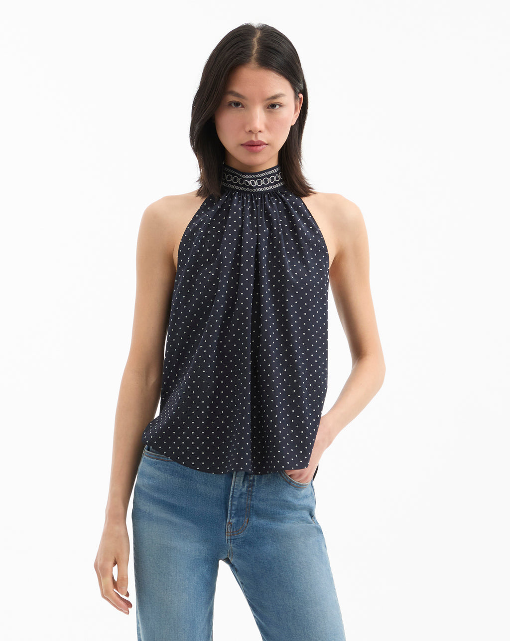 Veronica Beard Kovi Halter Top - Navy Multi