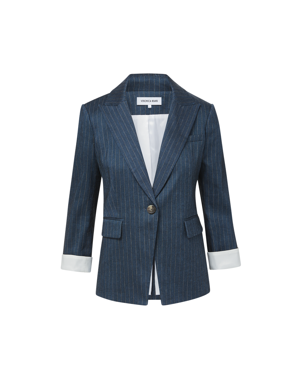 Veronica Beard Obie Pinstripe Dickey Jacket - Blue/Dove White