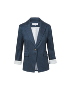 Veronica Beard Obie Pinstripe Dickey Jacket - Blue/Dove White