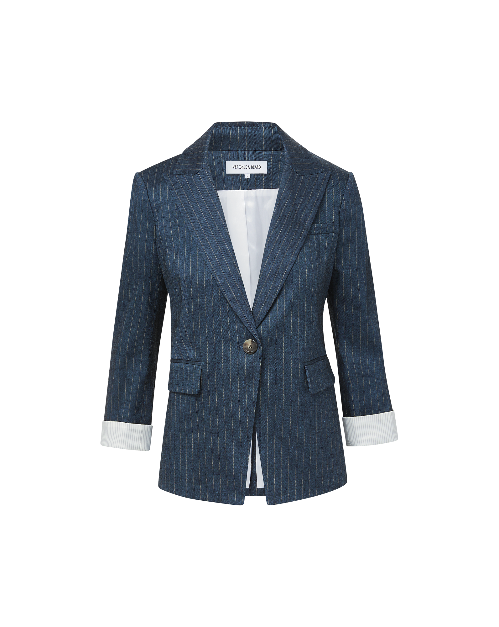 Veronica Beard Obie Pinstripe Dickey Jacket - Blue/Dove White