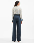 Veronica Beard Rimini Wide-Leg Pinstripe Pant - Blue/Dove White