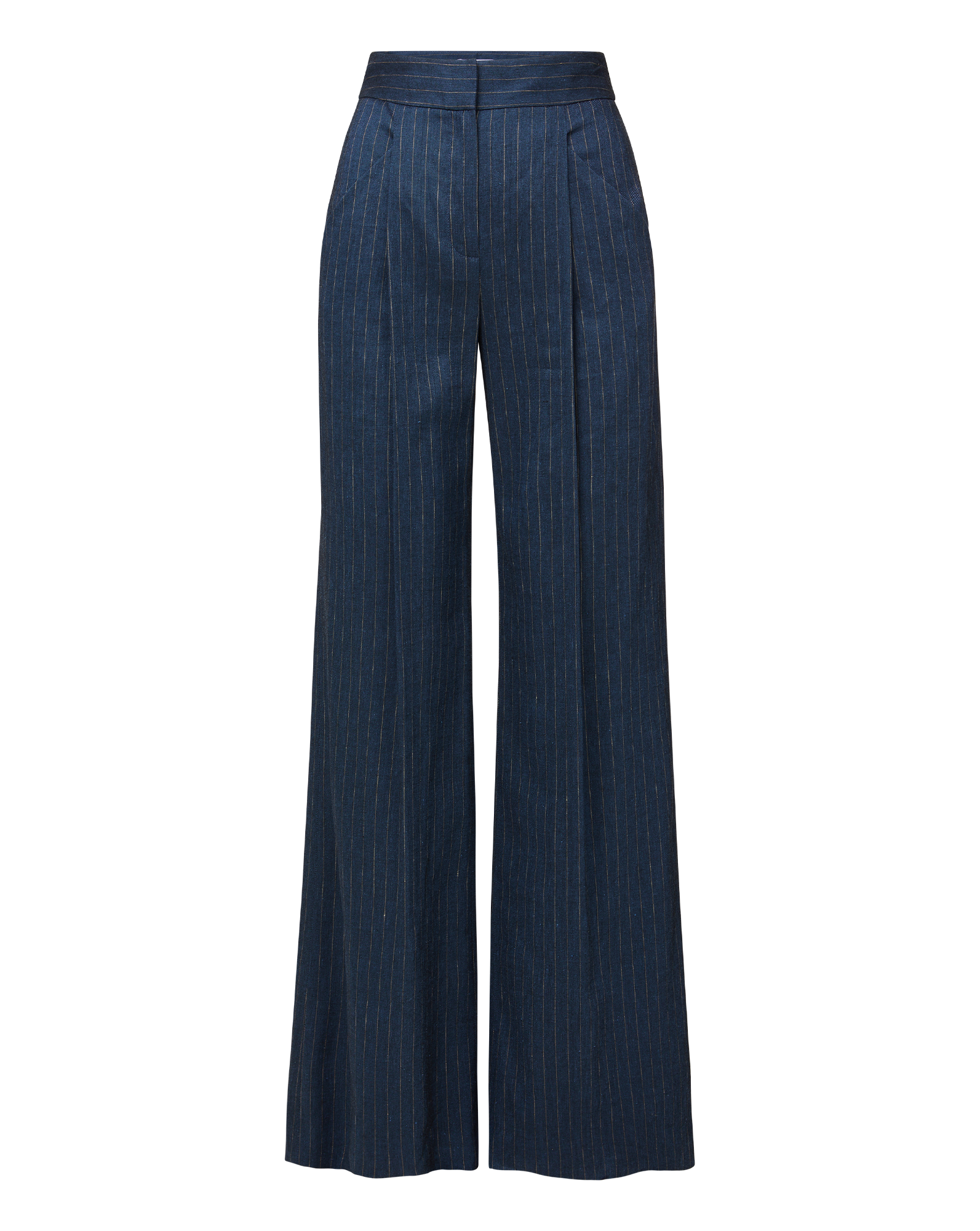 Veronica Beard Rimini Wide-Leg Pinstripe Pant - Blue/Dove White