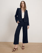 Veronica Beard Ellin Cropped Wide-Leg Pant - Navy