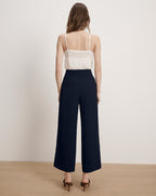 Veronica Beard Ellin Cropped Wide-Leg Pant - Navy