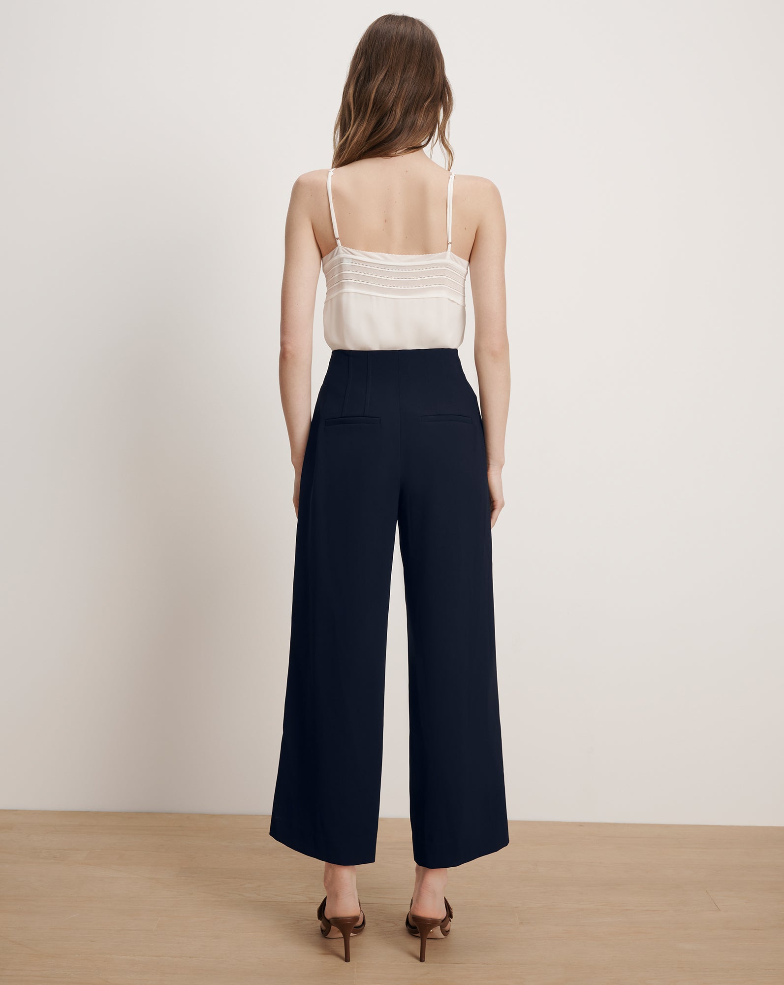 Veronica Beard Ellin Cropped Wide-Leg Pant - Navy
