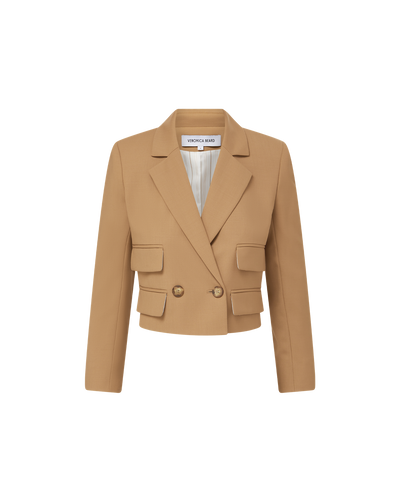 Veronica Beard Wilkie Cropped Jacket - Hazelnut