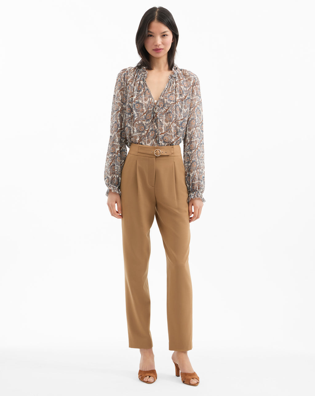 Veronica Beard Wisteria Cropped Pant - Hazelnut