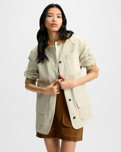 Veronica Beard Abbas Chore Jacket - Light Oatmeal