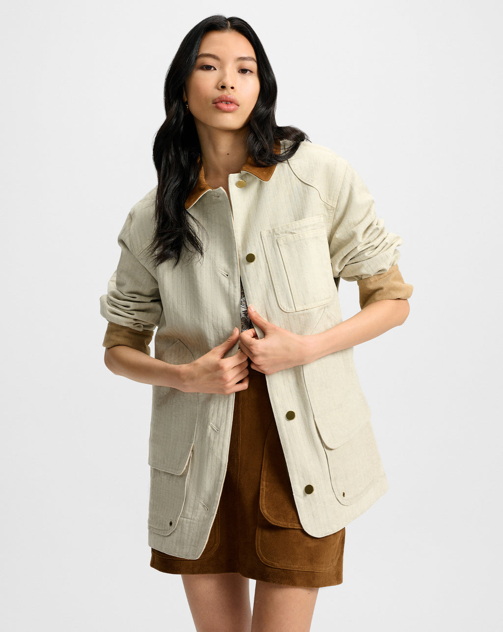 Veronica Beard Abbas Chore Jacket - Light Oatmeal