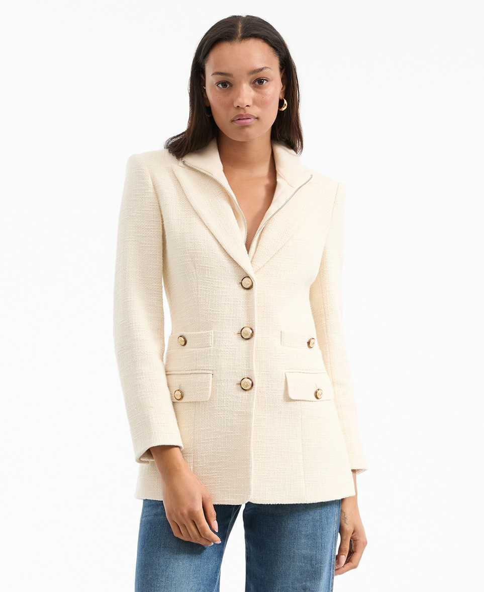 Veronica Beard Terre Cotton Dickey Jacket - Ecru