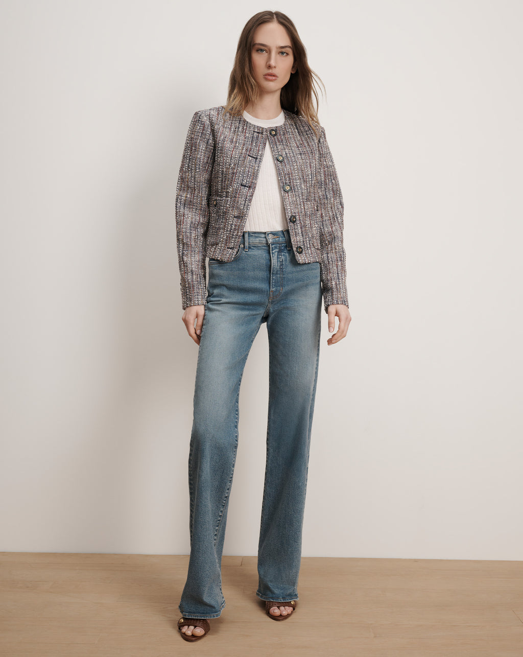 Veronica Beard Andrea Cotton Tweed Jacket - Navy Multi